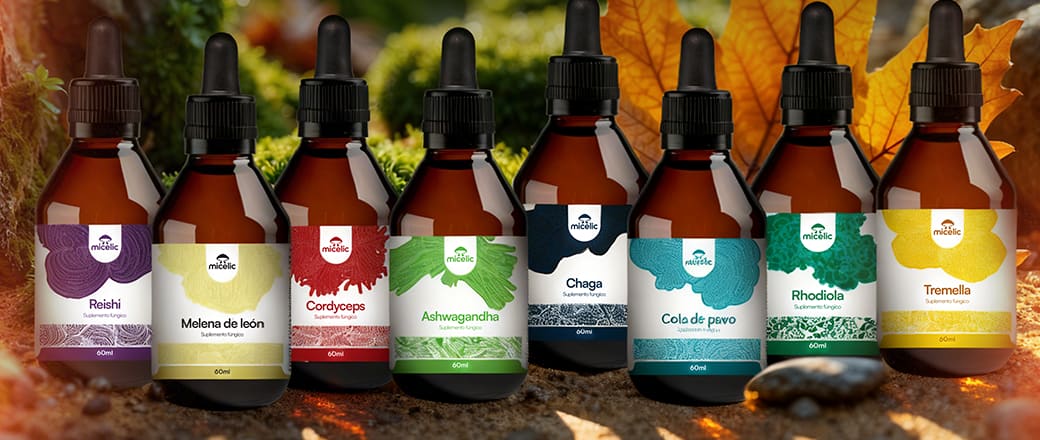 Línea de ocho extractos Micelic en frascos de 30 y 60 ml